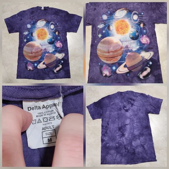 The Mountain Mens Adult M Medium Outer Space Solar System Planet Tie Dye T Shirt - Picture 1 of 9